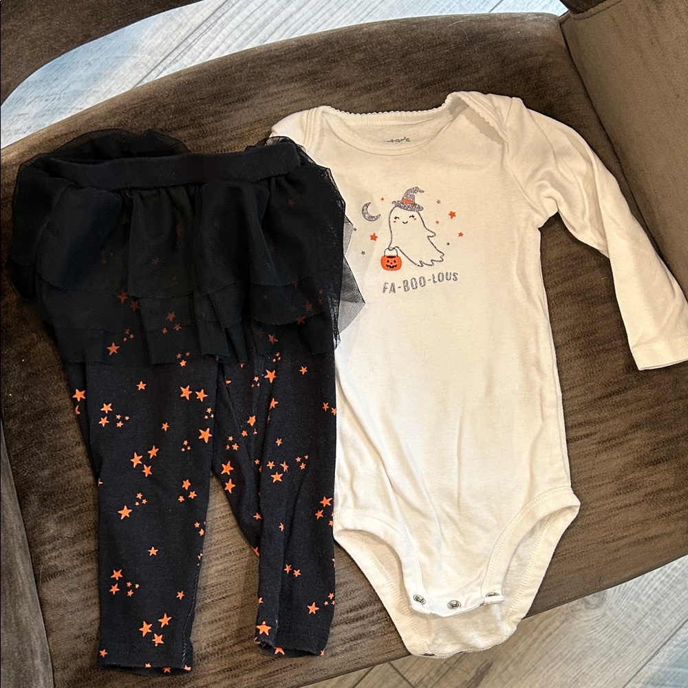 Carter's White and Black Halloween Baby Set